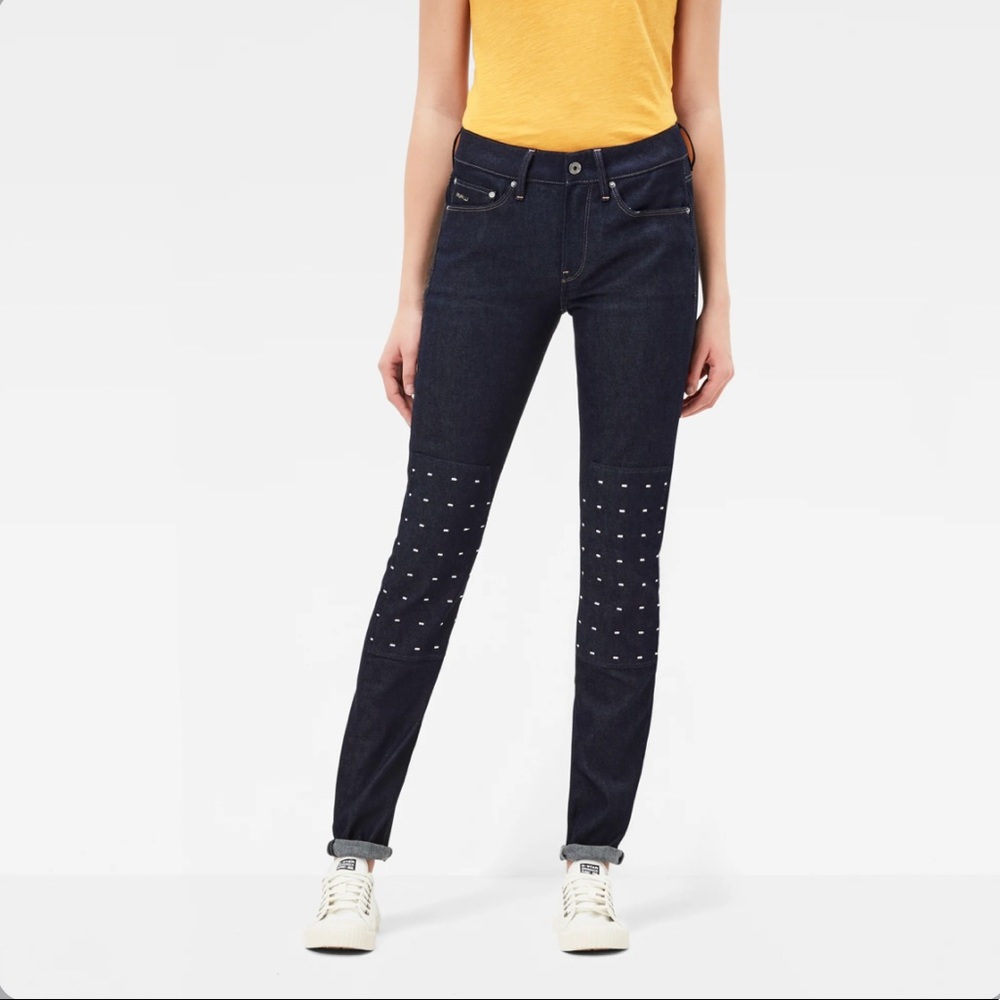 NEW G Star Raw Dark Wash Skinny Moto style Denim Jeans Size W25 L30